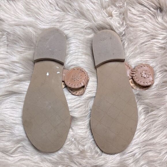 Jack Rogers Leather Lauren Slide Sandal Floral Shaped Low Stacked Heel - Picture 4 of 14